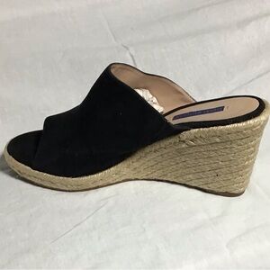 Stuart Weitzman Marabella Black Espadrille Wedges Suede Sz 12